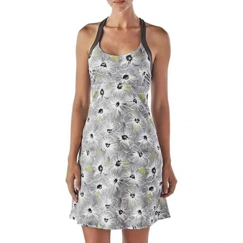 Patagonia | Grey Floral Morning Glory Halter Dress Women’s Size S Small - EUC